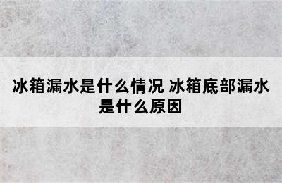 冰箱漏水是什么情况 冰箱底部漏水是什么原因